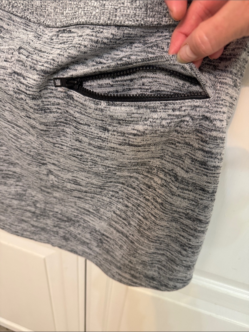 Athleta Heather Gray Marled Knit Drawstring Skirt size S. - Picture 6 of 6